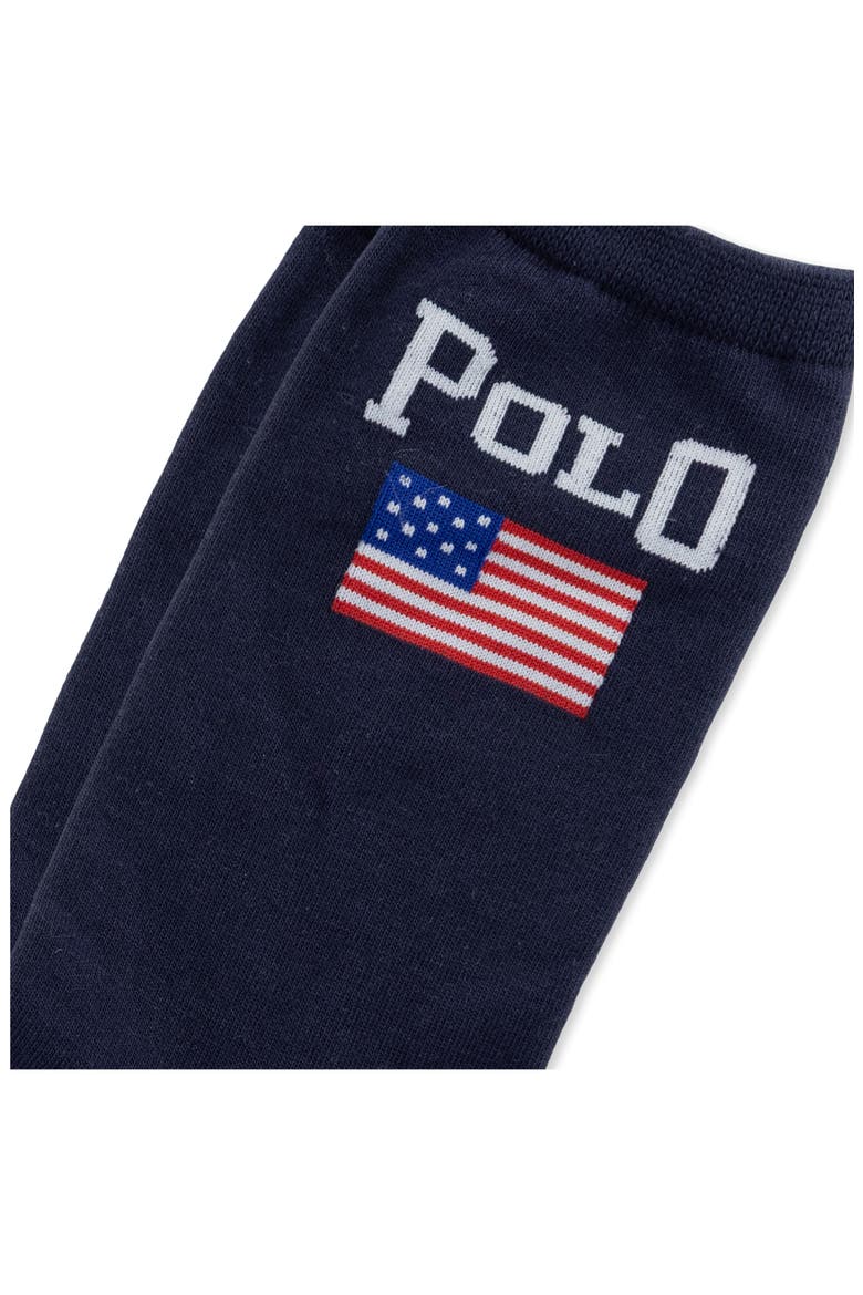 Polo Flag Cotton Blend Crew Socks, Alternate, color, NAVY