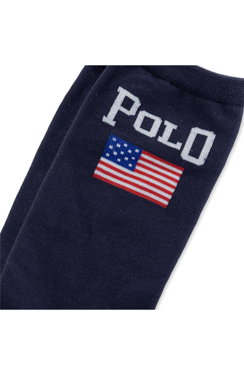 Polo Ralph Lauren Polo Flag Cotton Blend Crew Socks, Alternate, color, Navy