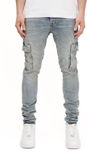 Pumice Washed Skinny Cargo Jeans