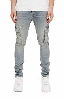 PURPLE BRAND Pumice Washed Skinny Cargo Jeans
