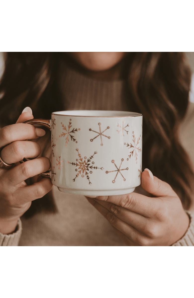SWEET WATER DECOR Gold Handle Holiday Coffee Mug, Alternate, color, Gold Snowflakes