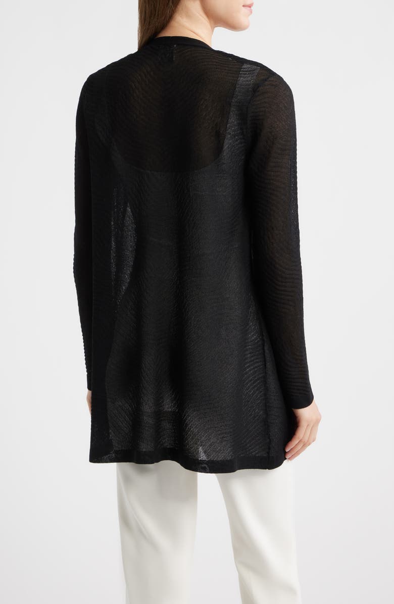Anne Klein Texture Stitch Sheer Long Cardigan, Alternate, color, Anne Black