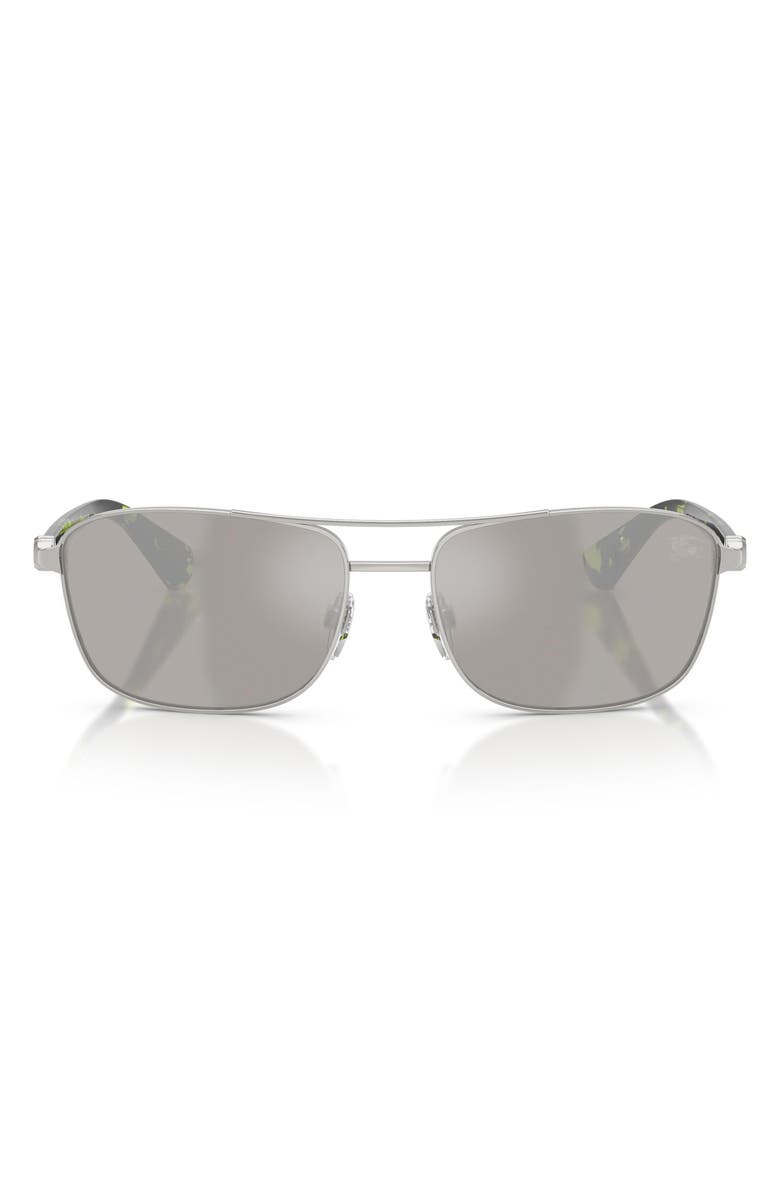 Burberry 60mm Rectangular Sunglasses, Main, color, Silver