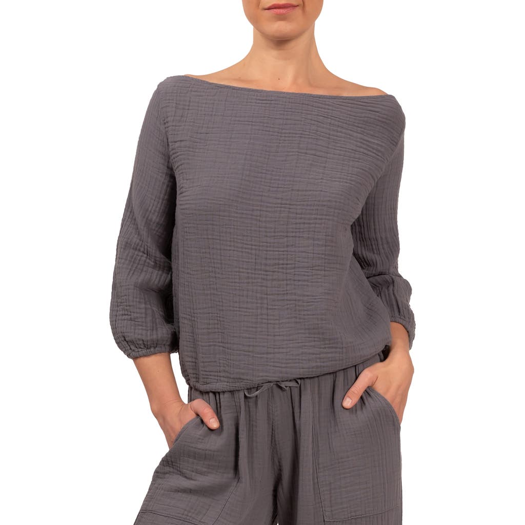 Everyday Ritual Penny Off The Shoulder Lounge Top In Slate