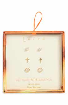 Set of 3 Cubic Zirconia Faith Stud Earrings