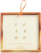 Leith Set of 3 Cubic Zirconia Faith Stud Earrings