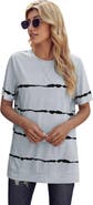 Zilpu Tie-Dye Stripe Side-Slit Tunic Tee
