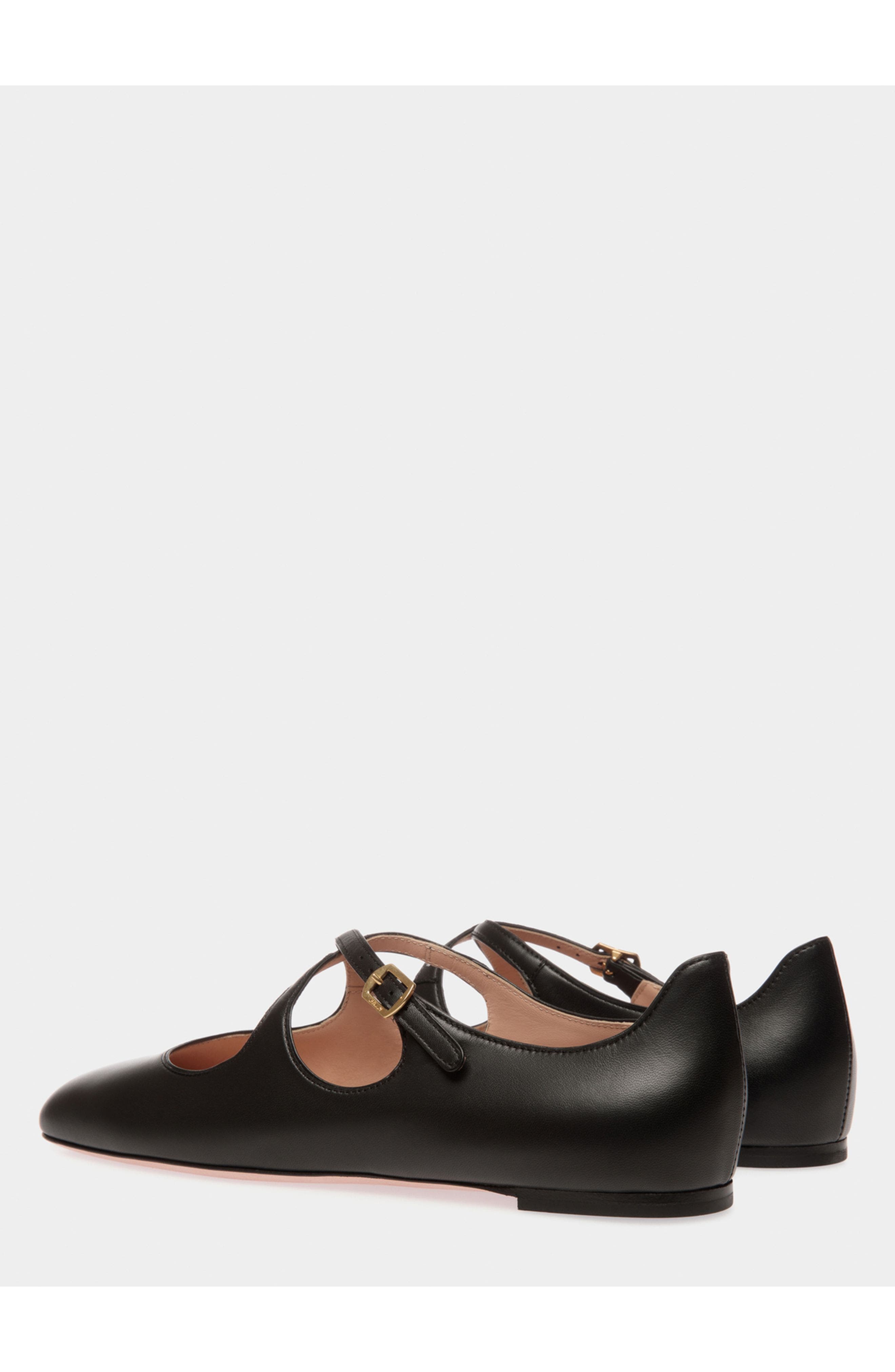 Bally rina Flat in Lamb Leather, Alternate, color, Black
