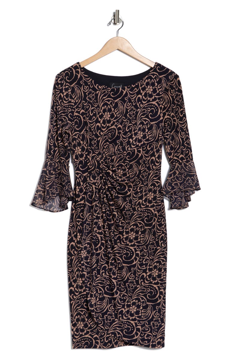 Connected Apparel Faux Wrap Dress, Alternate, color, Ink