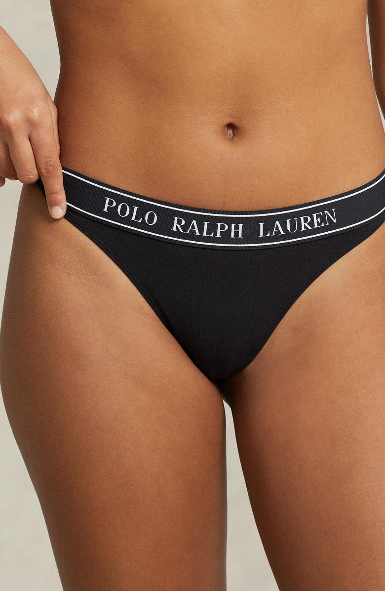 Polo Ralph Lauren Mid Rise Cotton Blend Thong, Alternate, color,