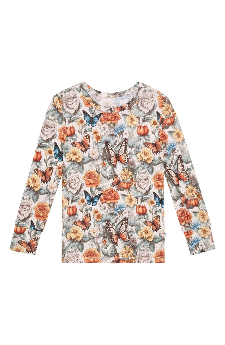 Posh Peanut Kids' Butterfly Print Fitted Two-Piece Pajamas, Alternate, color, 