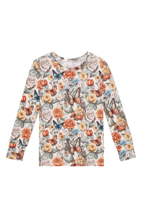 Posh Peanut Kids' Butterfly Print Fitted Two-piece Pajamas In Multi