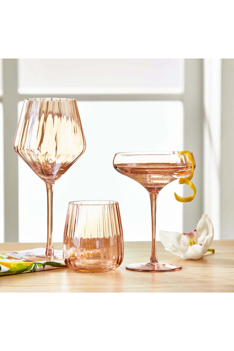 Chelsea Iridescent Stemless Wine Glasses B14oz, Alternate, color, Pink