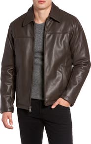 Cole Haan Signature Cole Haan Collared Open Bottom Faux Leather Jacket