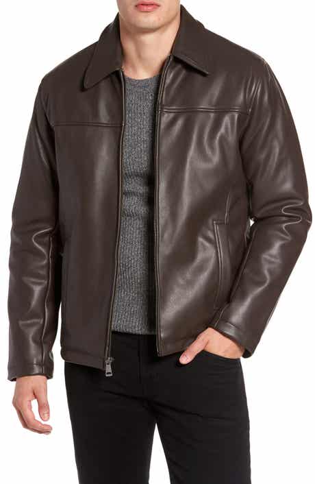 Cole Haan Signature Cole Haan Collared Open Bottom Faux Leather Jacket