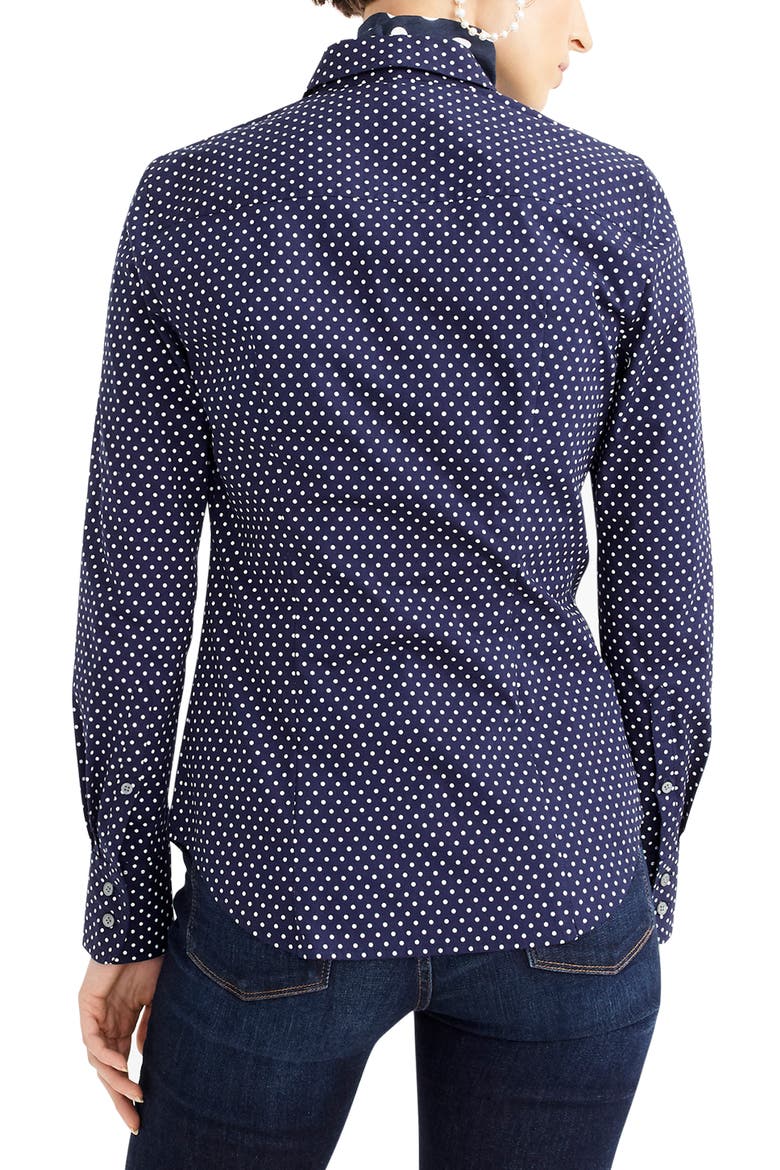 Polka Dot Slim Stretch Perfect Shirt, Alternate, color, NAVY WHITE