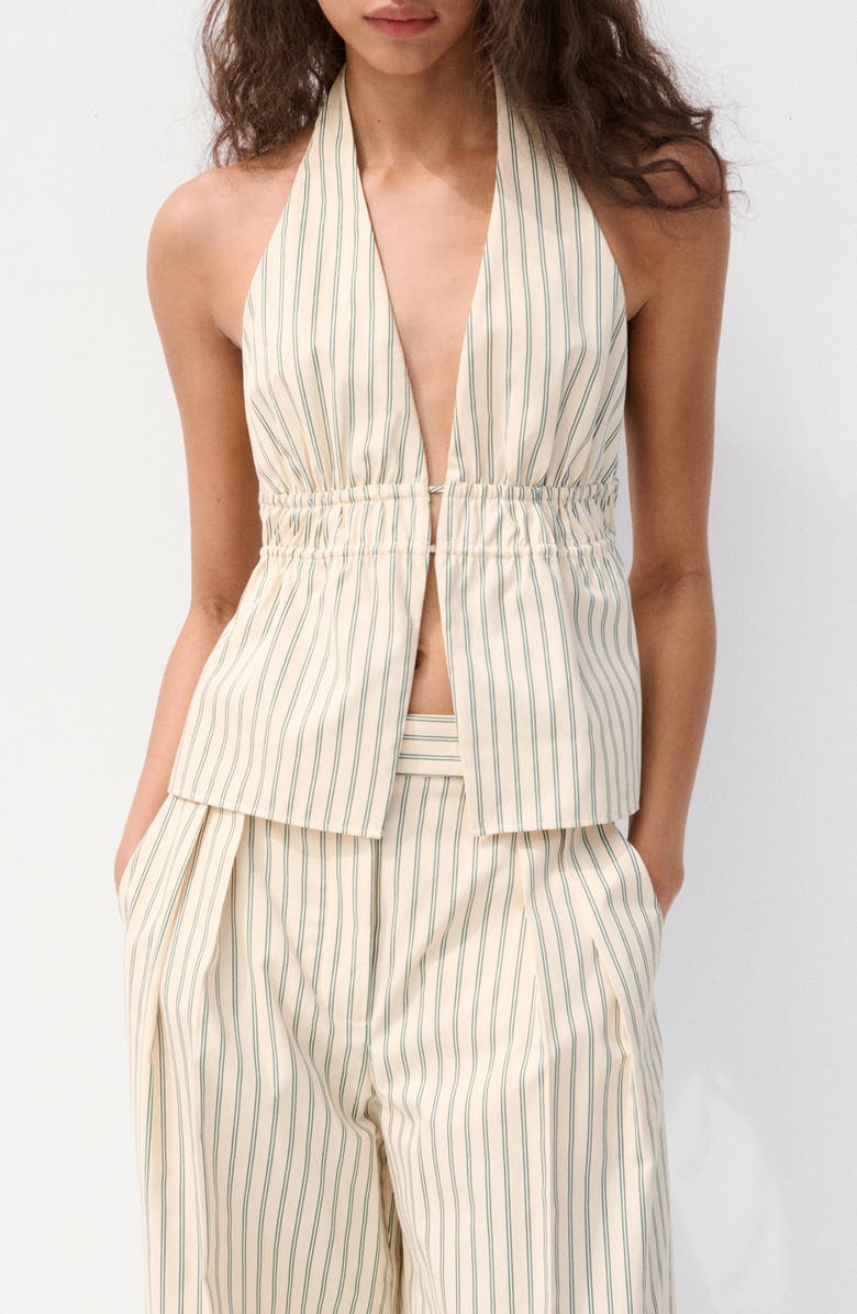 MANGO Tatin Backless Halter Top, Main, color, Yellow