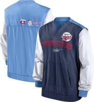 Nike Men's Nike White/Light Blue Minnesota Twins Rewind Warmup V-Neck Pullover Jacket