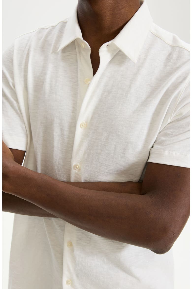 Noran Short Sleeve Knit Button-Up Shirt, Alternate, color, WHITE