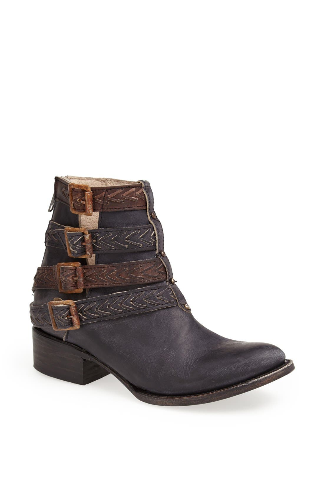'Roper' Belted Bootie, Main, color, BLACK