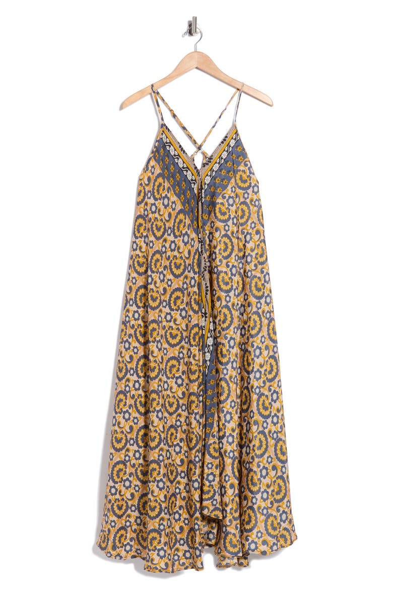 Cross Back Maxi Dress, Alternate, color, BLUE/ YELLOW