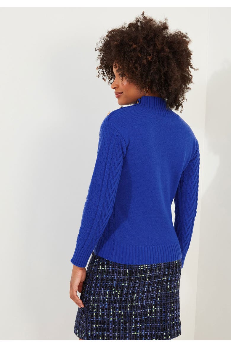 Turtleneck Cable Sweater, Alternate, color, COBALT BLUE