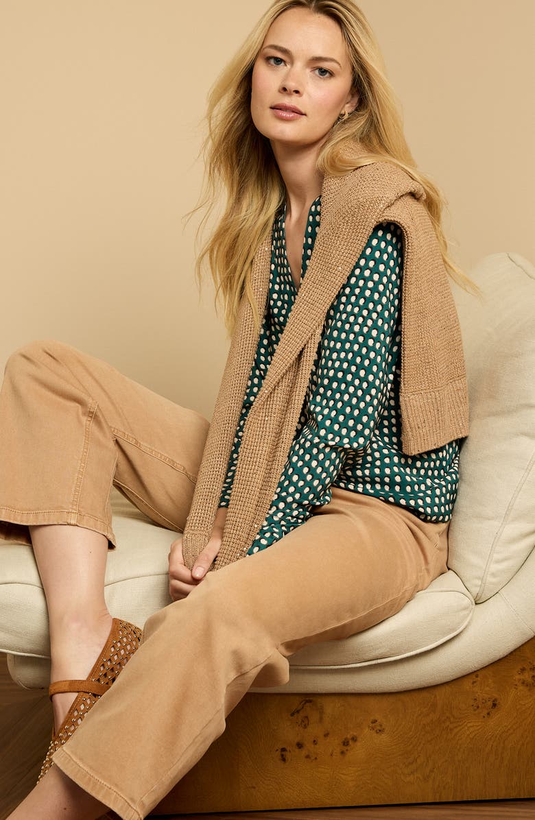 NIC+ZOE Shadow Dot Long Sleeve Top, Alternate, color, Green Multi