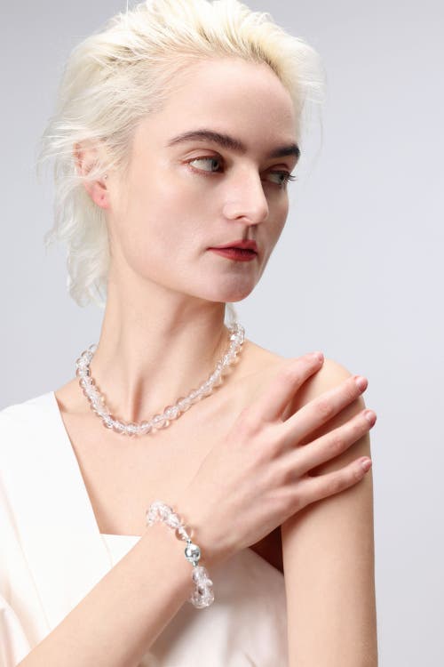 Classicharms Frostnova Azeztulite Clear Phantom Crystal Sphere Bracelet-12mm In White