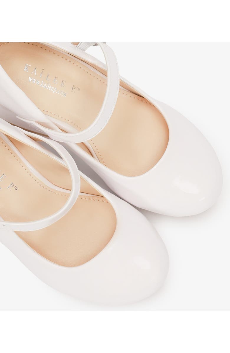 Kailee P Charlotte Patent Mary Jane Girls Block Heel, Alternate, color, White