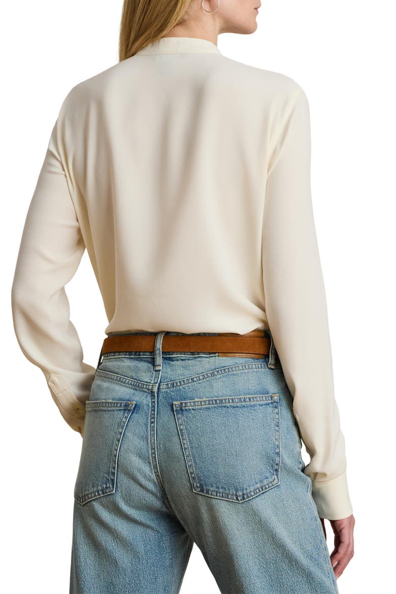 Ruffle Trim Georgette Tunic, Alternate, color, MASCARPONE CREAM