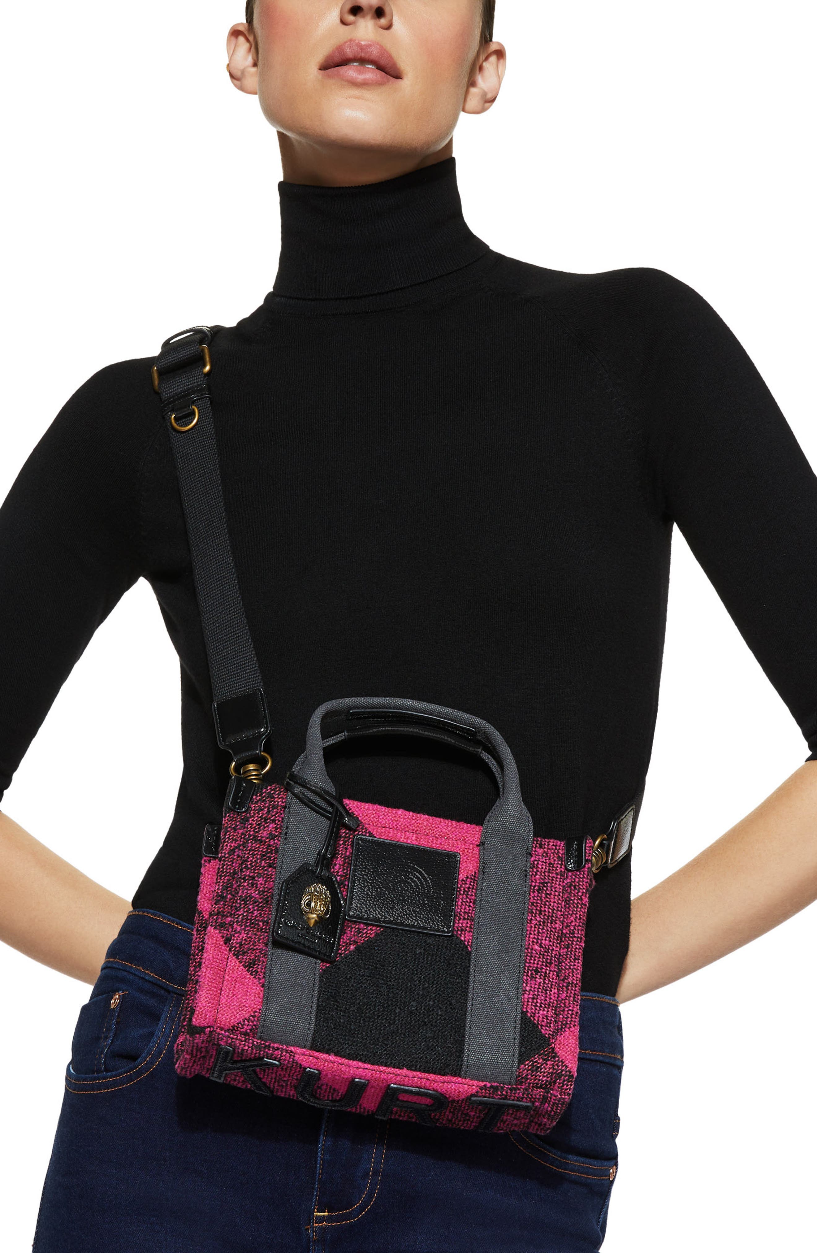Kurt Geiger London Extra Small Southbank Tweed Tote, Alternate, color, Open Pink