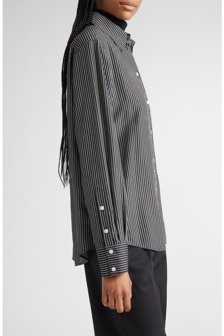 Lynsey Stripe Button-Up Shirt, Alternate, color, BLACK/ WHITE