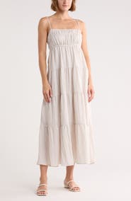 Blu Pepper Stripe Tiered Midi Sundress