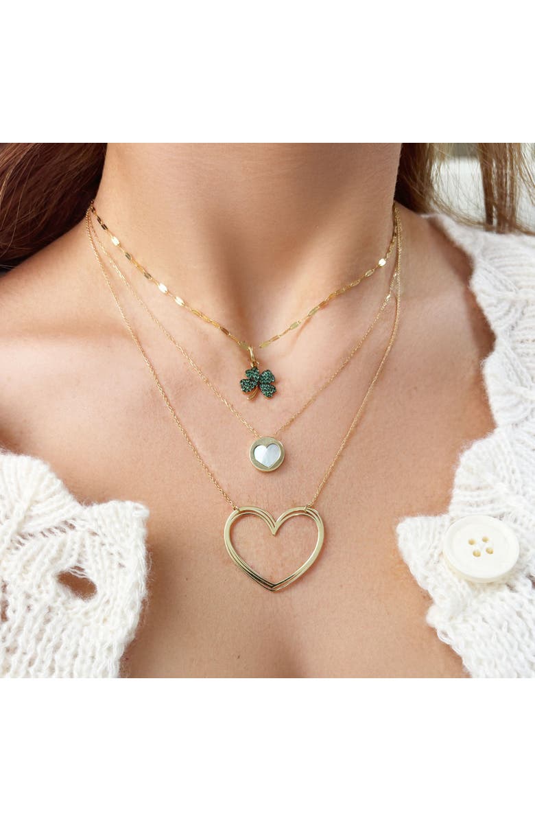 The Lovery Fine Jewelry Large Gold Open Heart Necklace, Alternate, color, Yellow Gold