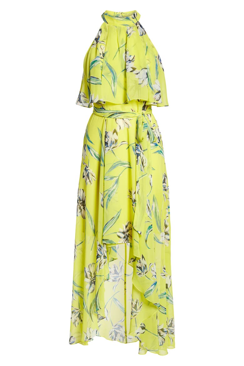 Halter Neck Chiffon Maxi Dress, Alternate, color, YELLOW