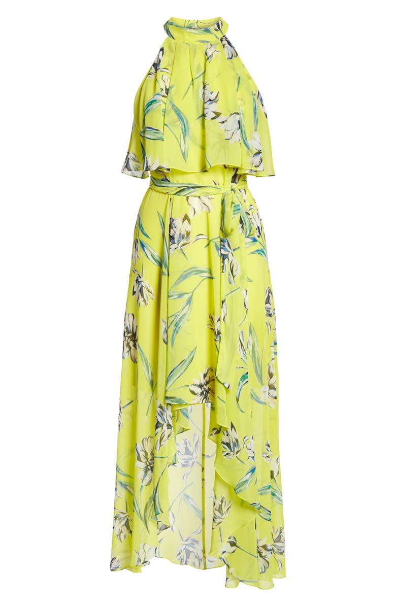 Eliza J Halter Neck Chiffon Maxi Dress, Alternate, color, 