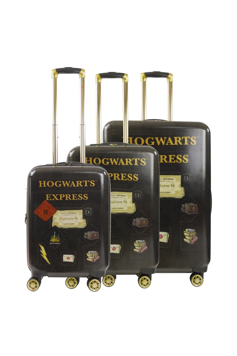 WB Harry Potter Hogwart Express Hardside Printed Abs 3PC Luggage Set, Alternate, color, Black