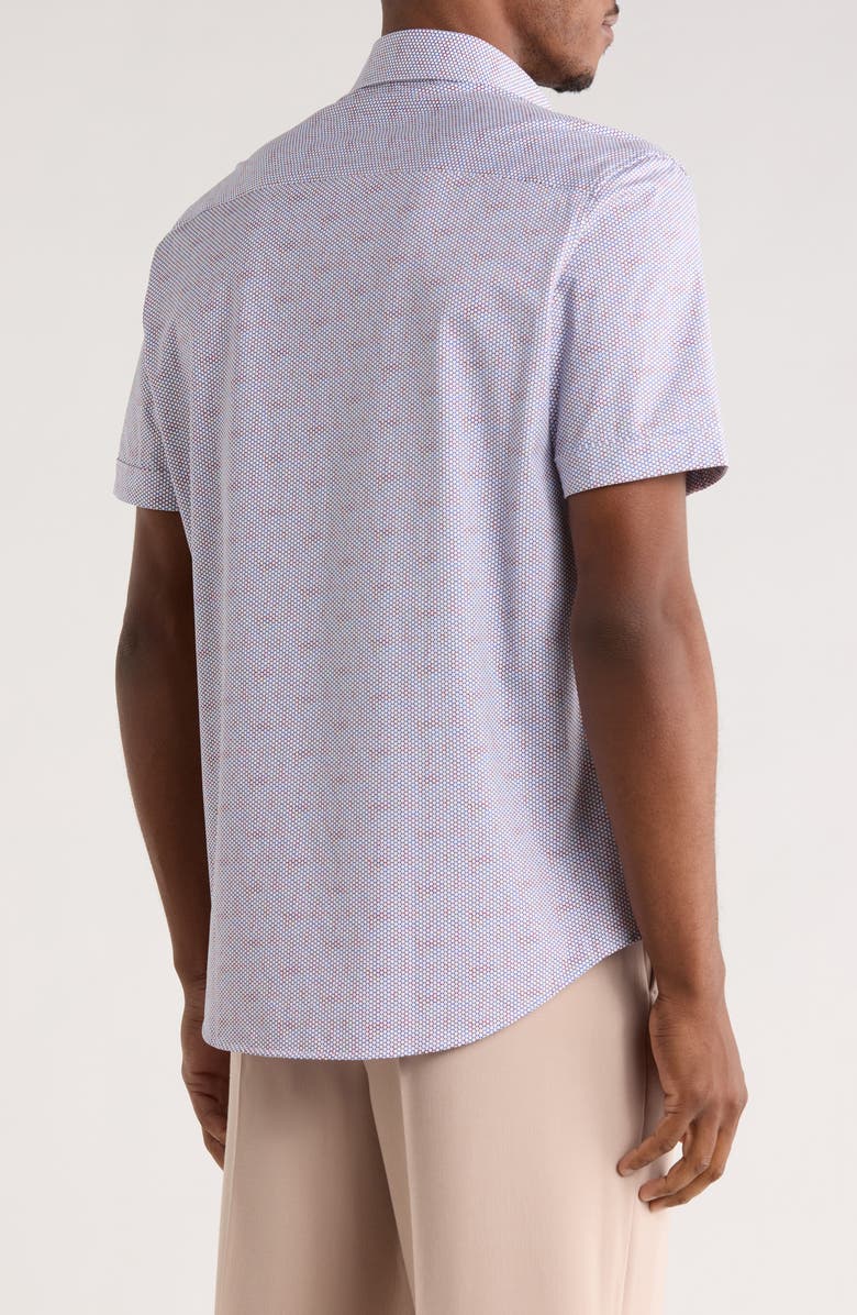 Bugatchi Short Sleeve Button-Up Shirt, Alternate, color, Berry