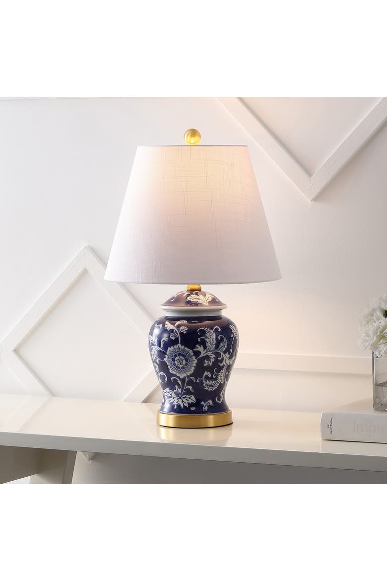 Penelope Chinoiserie Classic LED Table Lamp, Main, color, Navy/White