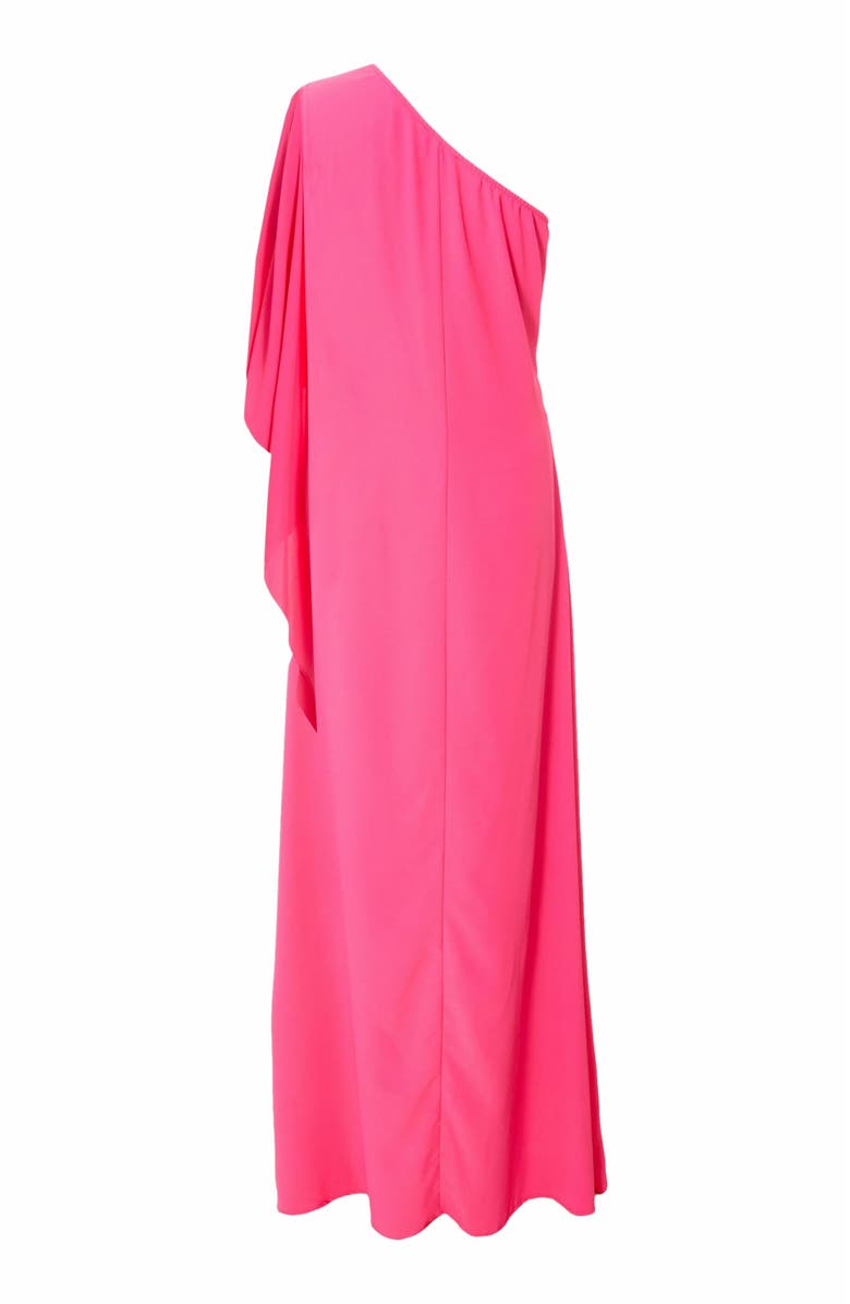 QUIZ One Shoulder Frill Detail Crepe Maxi Dress, Alternate, color,