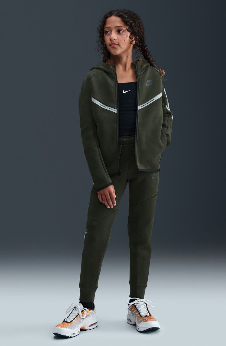 Nike Kids
 Sportswear Tech Fleece Zip-Up Hoodie, Alternate, color, Sequoia/ Black/ Black