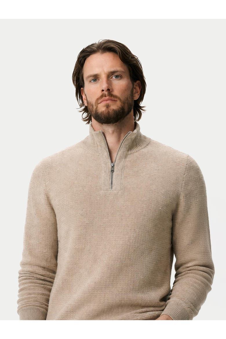 Men's Cashmere Waffle Knit Half-Zip Sweater, Alternate, color, warm grey