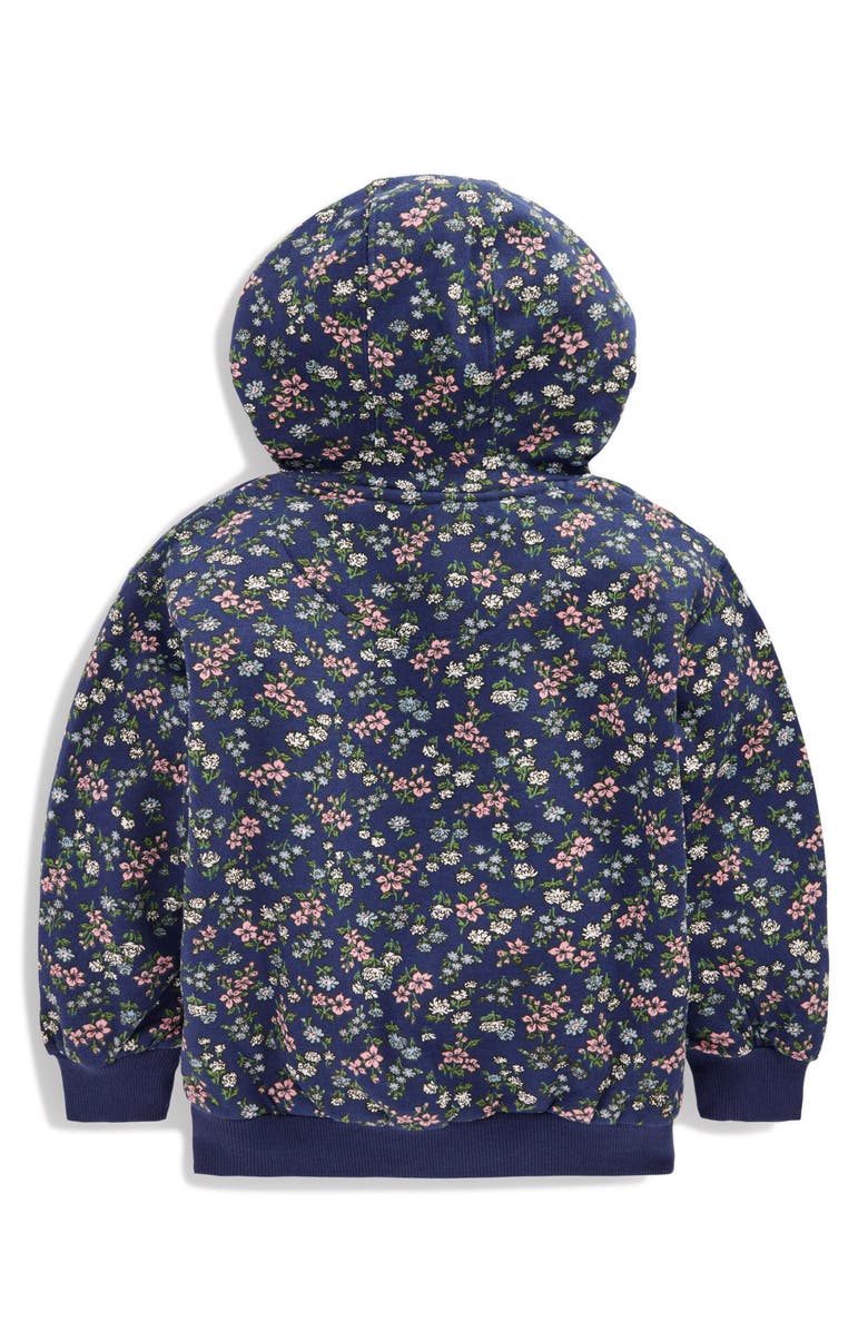 Mini Boden Kids' Print Hoodie, Alternate, color, Starboard Blue Meadow Floral