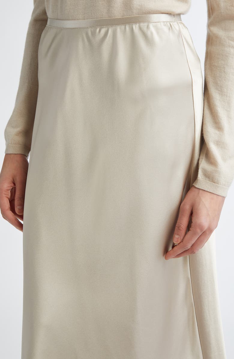 Max Mara Carnet Silk Satin Midi Skirt, Alternate, color, Beige