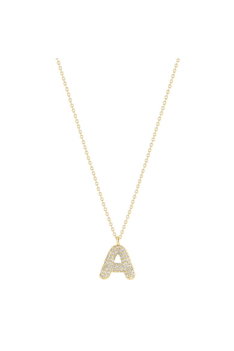 Bubble Letter Necklace, Main, color, Gold - A