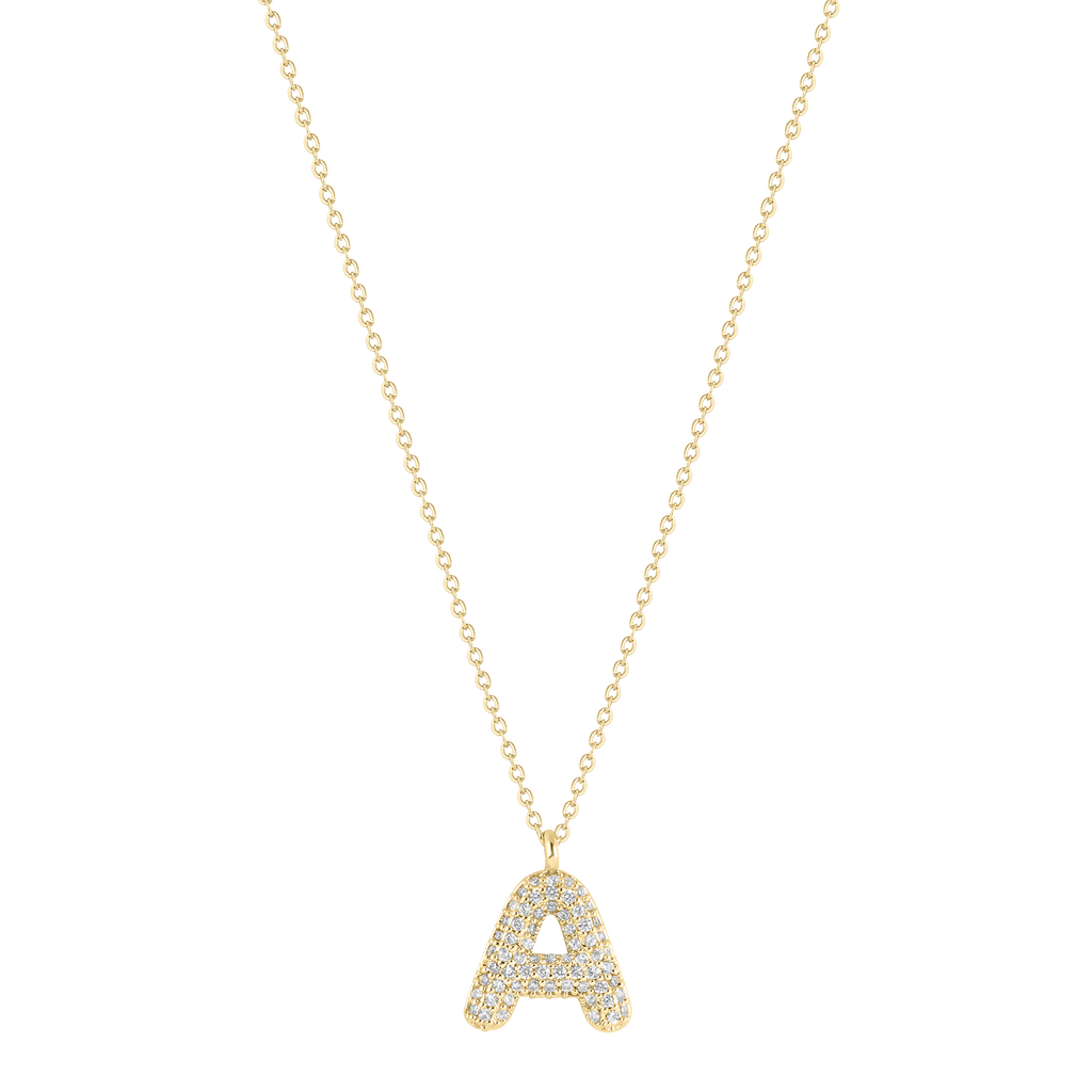 Electric Picks Bubble Letter Necklace in Gold - A  product