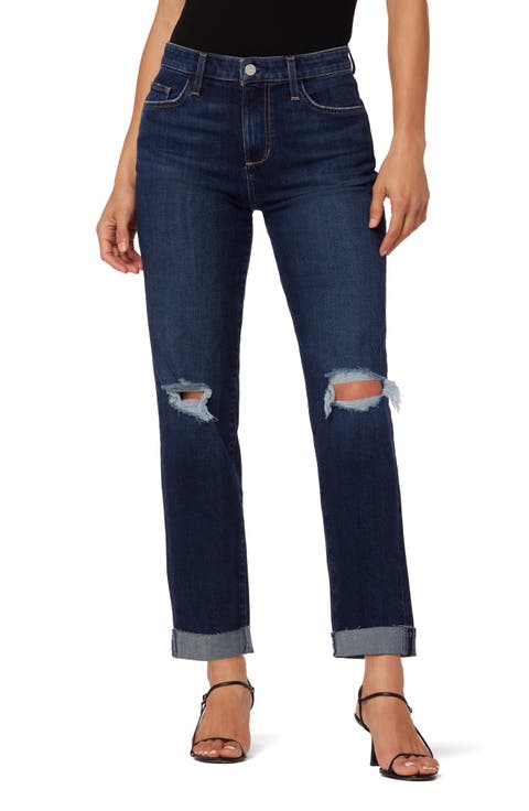 The Niki Ripped Roll Hem Boyfriend Nonstretch Jeans (Biloxi)