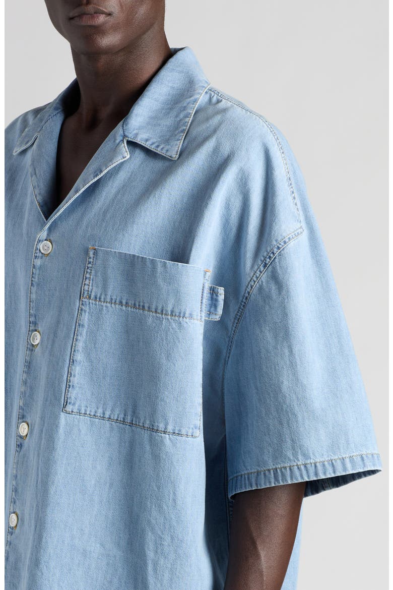 Bleached Denim Camp Shirt, Alternate, color, 4946 LIGHT BLEACH