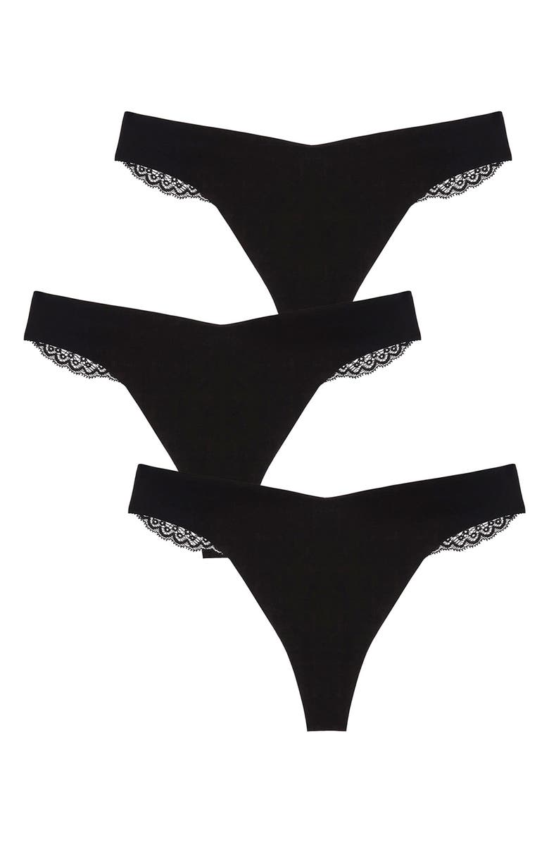 JOURNELLE Allegra Jolie 3-Pack Thong, Main, color, Noir