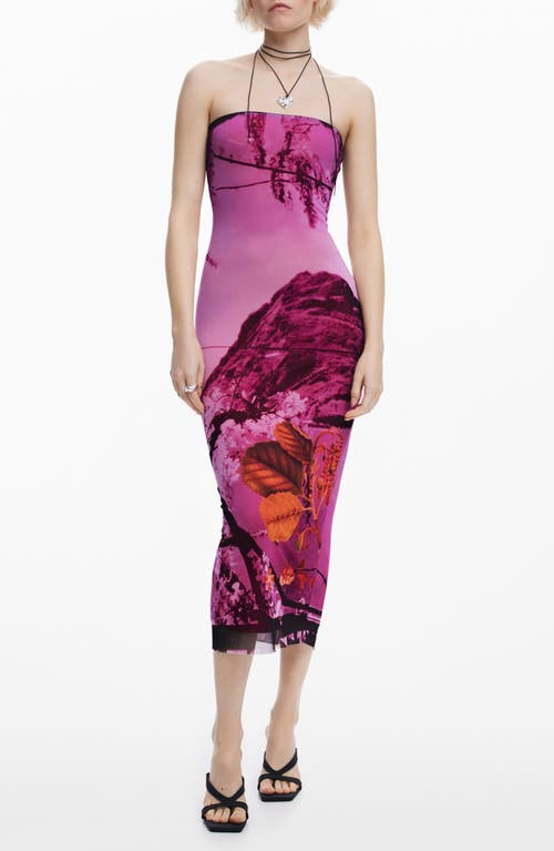 Desigual Bandeau Body-con Midi Dress In Purple